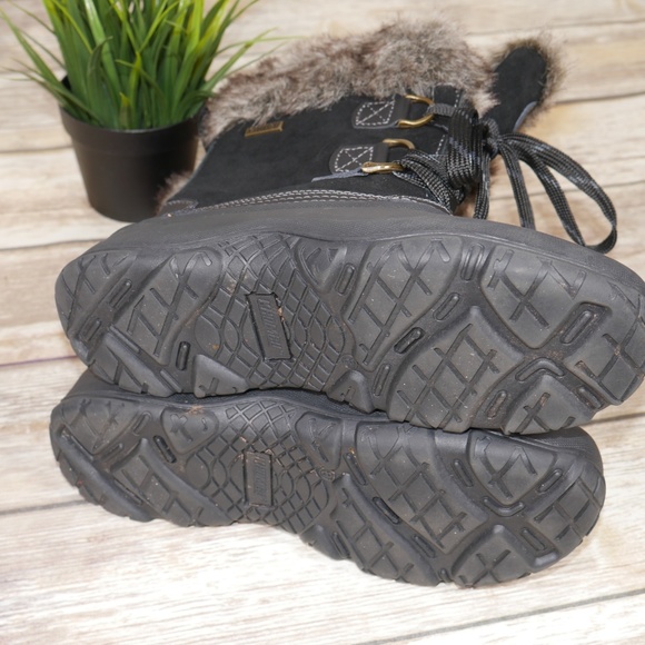 Khombu Black Faux Fur Winter Boots Size 8 - Picture 5 of 7